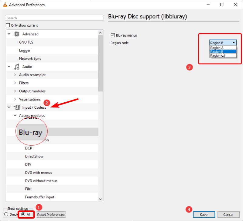 Change Blu-ray Region Codes in VLC Media Player