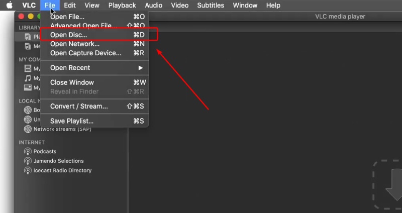 Open Disc in VLC Mac