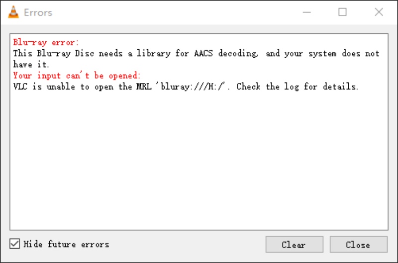 VLC Wont Play Blu-ray and Error Pops Up