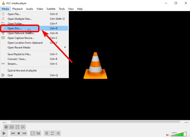 Open Disc in VLC