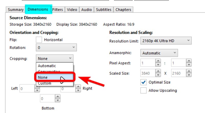 Avoid Handbrake Auto Cropping