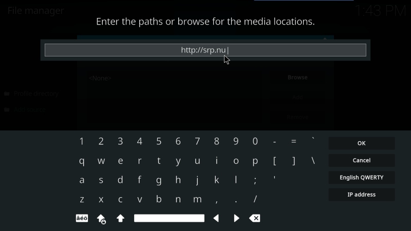 Enter the Paths in Kodi