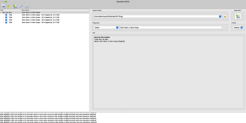 MakeMKV Loads All Blu-ray Titles