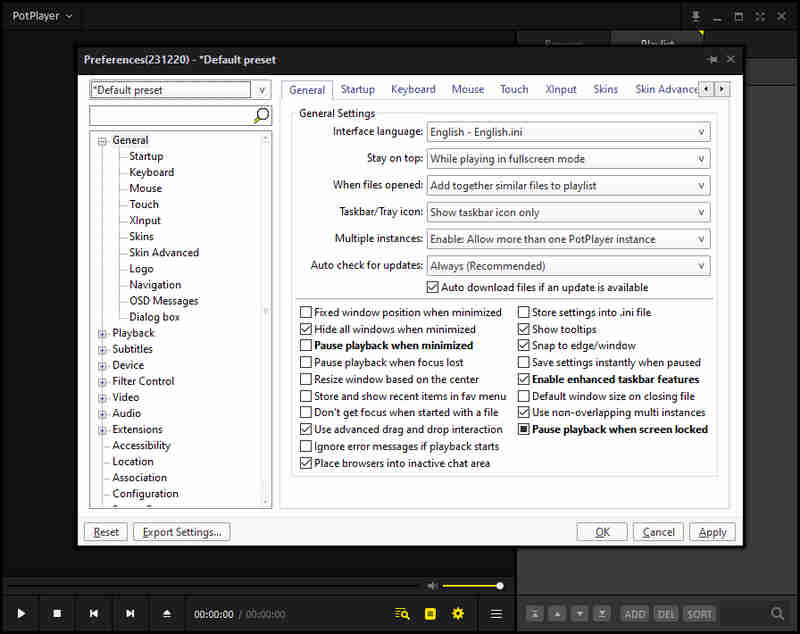 PotPlayer Preferences