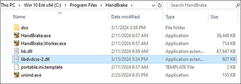 Paste Libdvdcss in HandBrake Folder